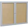 Ghent Ghent Enclosed Bulletin Board, Outdoor, 2 Door, 48"W x 36"H, Caramel Vinyl/Silver Frame PA23648VX-181